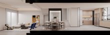 Modern living room and dining room interior scene - Thumbnail 1