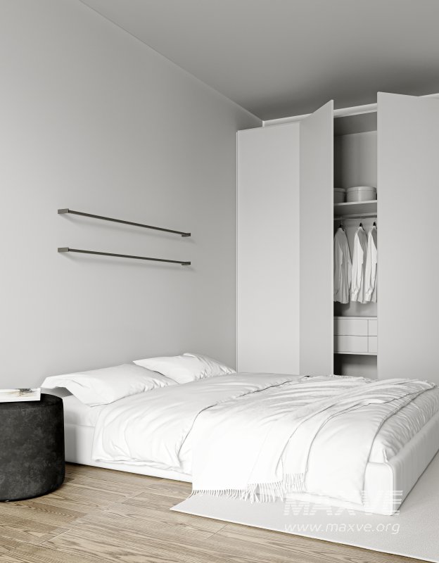 Modern living room and dining room bedroom interior scene - Image 1