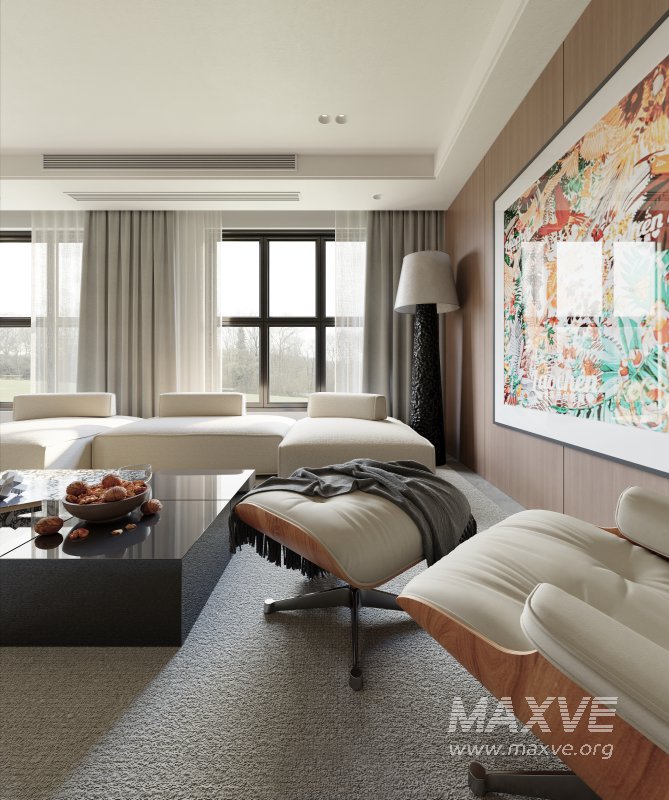 Modern living room and dining room interior scene - Image 9