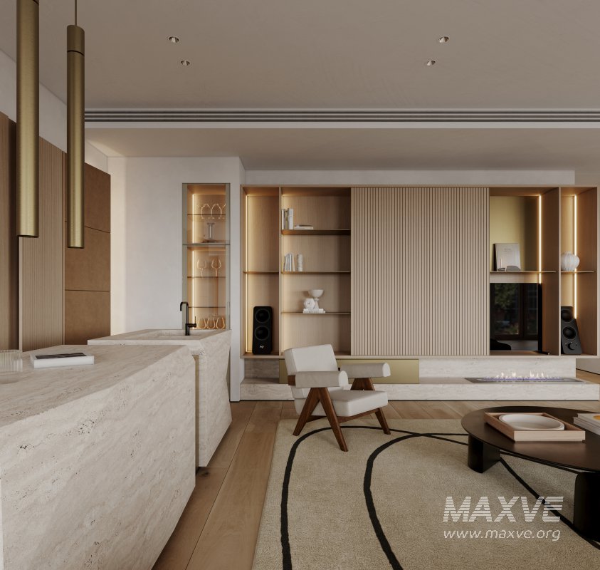 Modern living room and dining room interior scene - Image 6