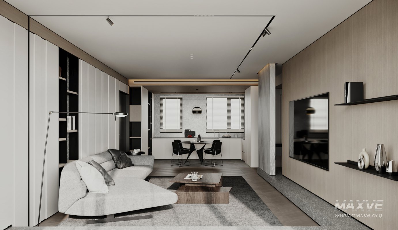 Modern living room and dining room interior scene - Image 7