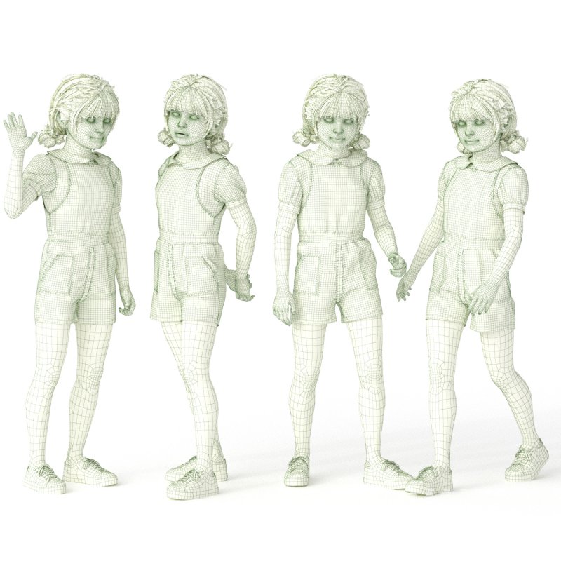 Casual Kid Girl 04 Poses - Image 3