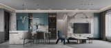 Modern living room and dining room interior scene - Thumbnail 1