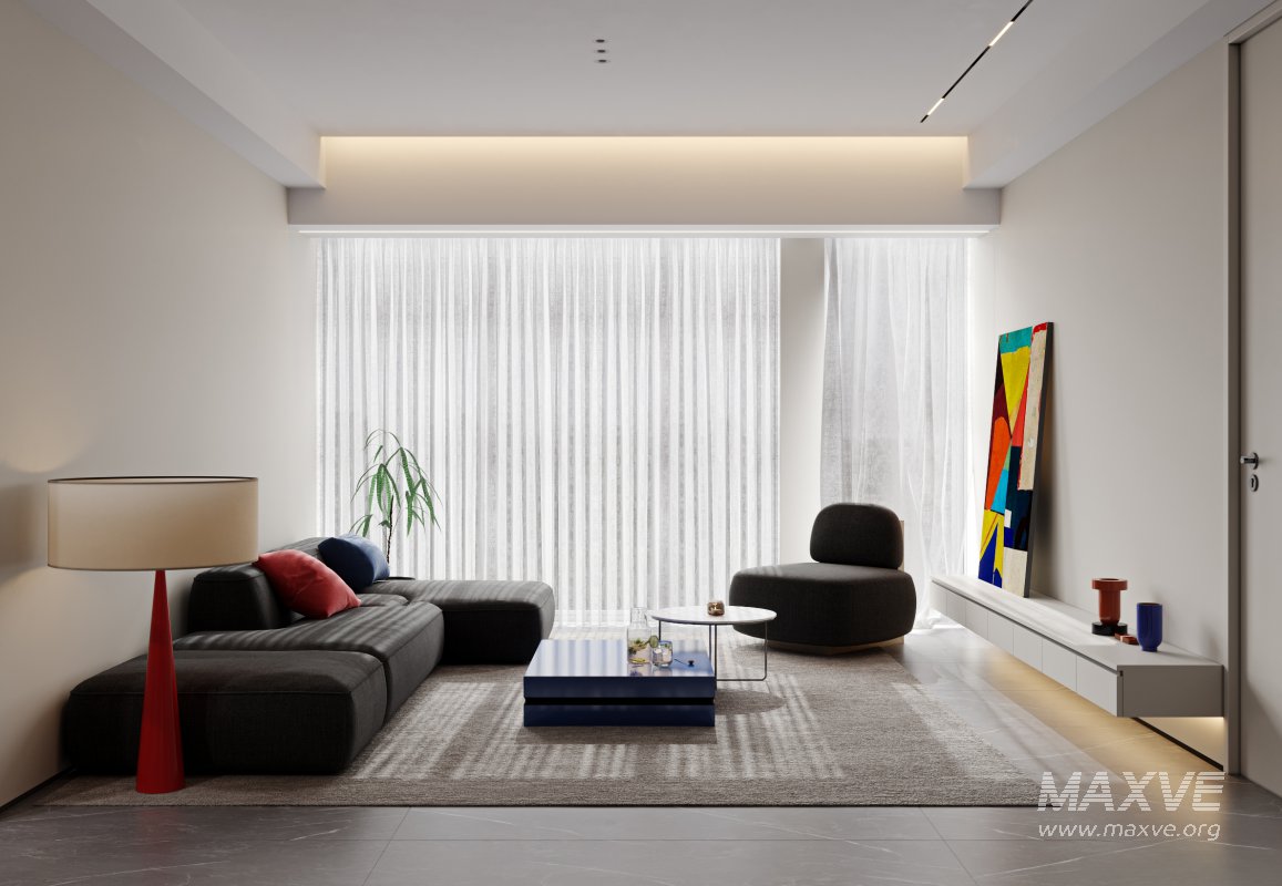 Modern living room and dining room interior scene - Image 2