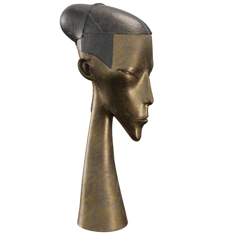 Modern Elongated Head Bronze Sculpture - Image 1