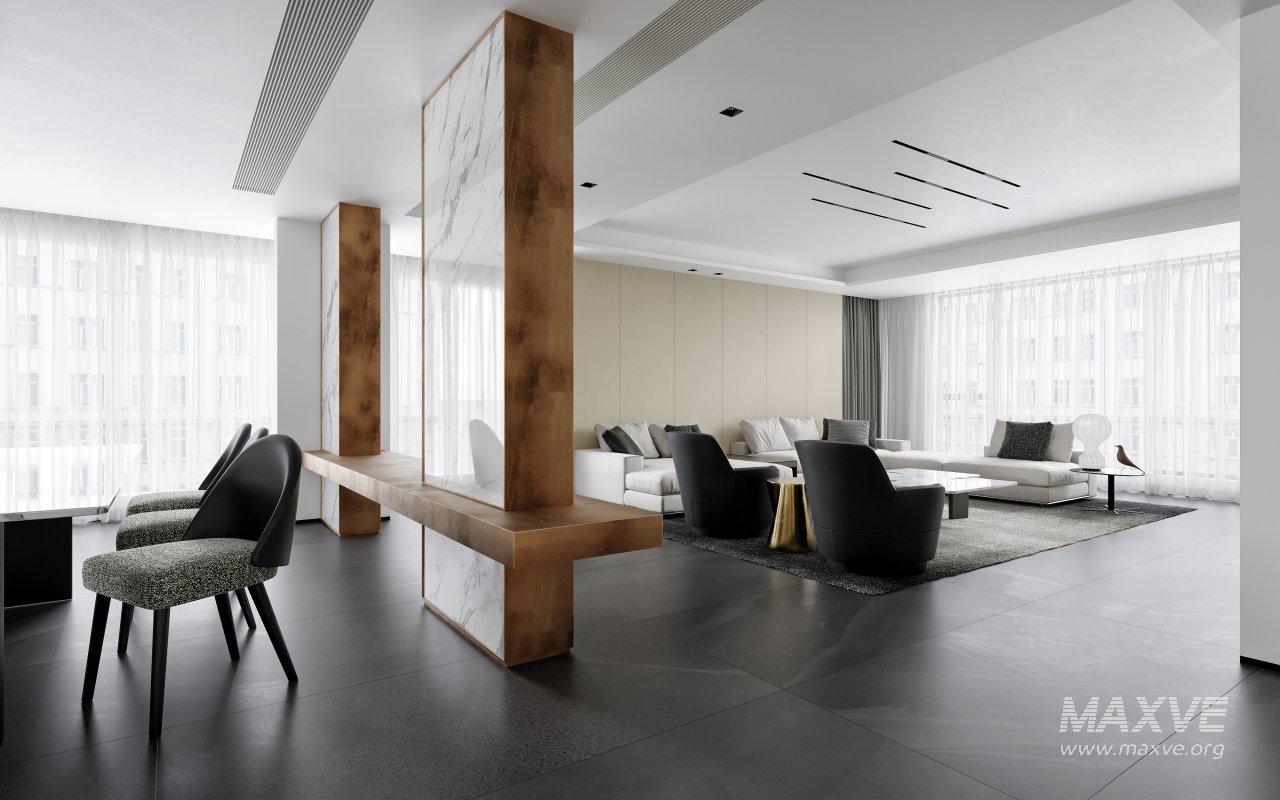 Modern living room and dining room interior scene - Image 7