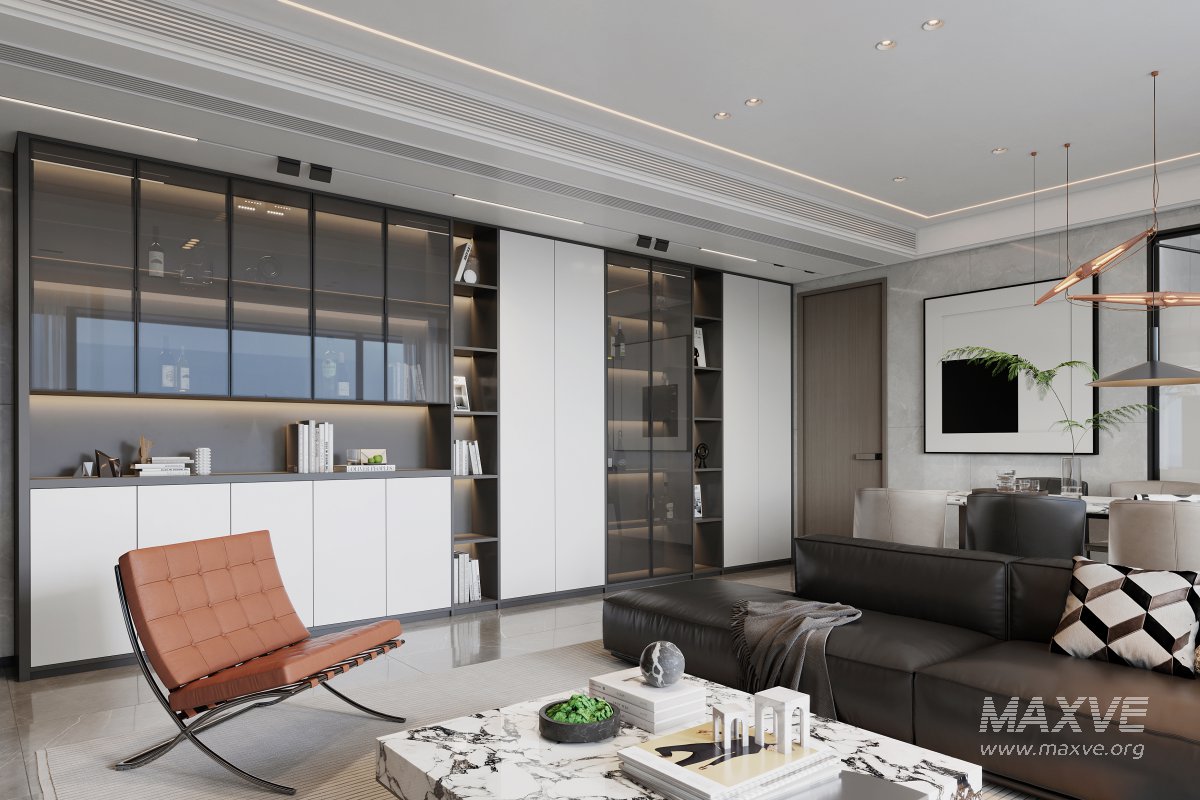 Modern living room and dining room interior scene - Image 2