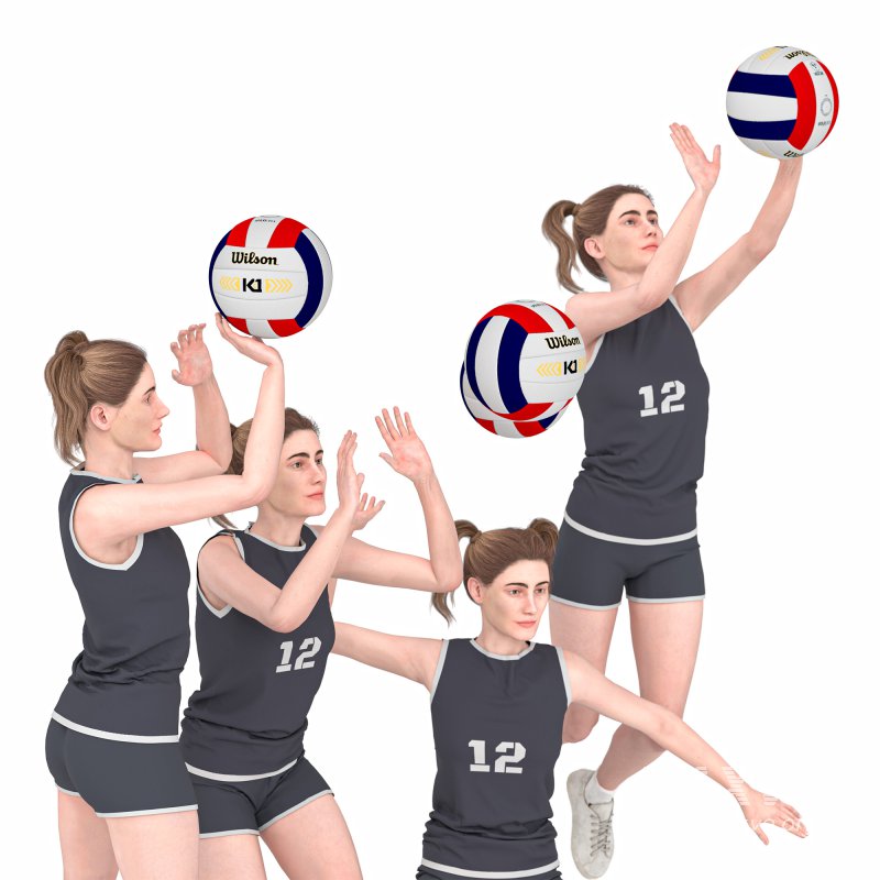 Vollyball Woman in 04 Poses - Image 3