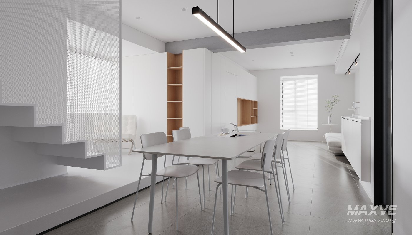 Modern living room and dining room interior scene - Image 6