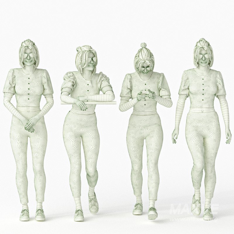 Casual Woman with Blue Jeans 04 Poses - Image 4