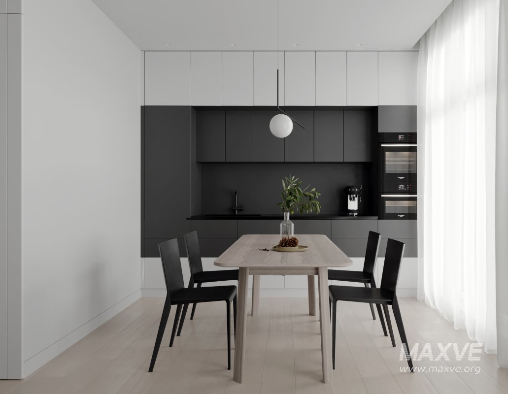 Modern living room and dining room interior scene - Image 1