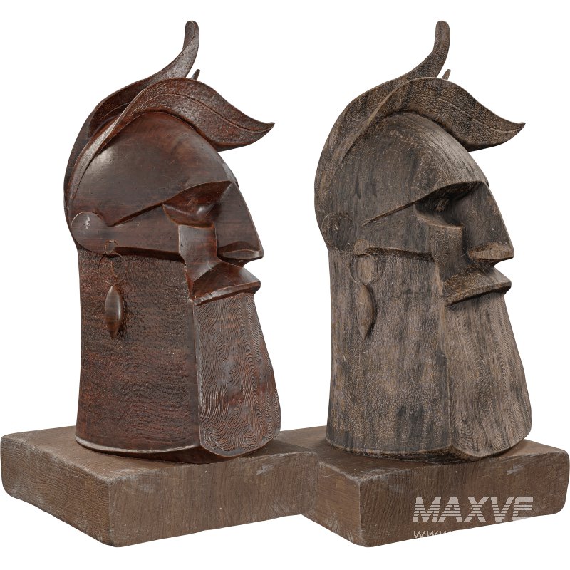 Wooden Viking Warrior Bust Mythical - Image 3