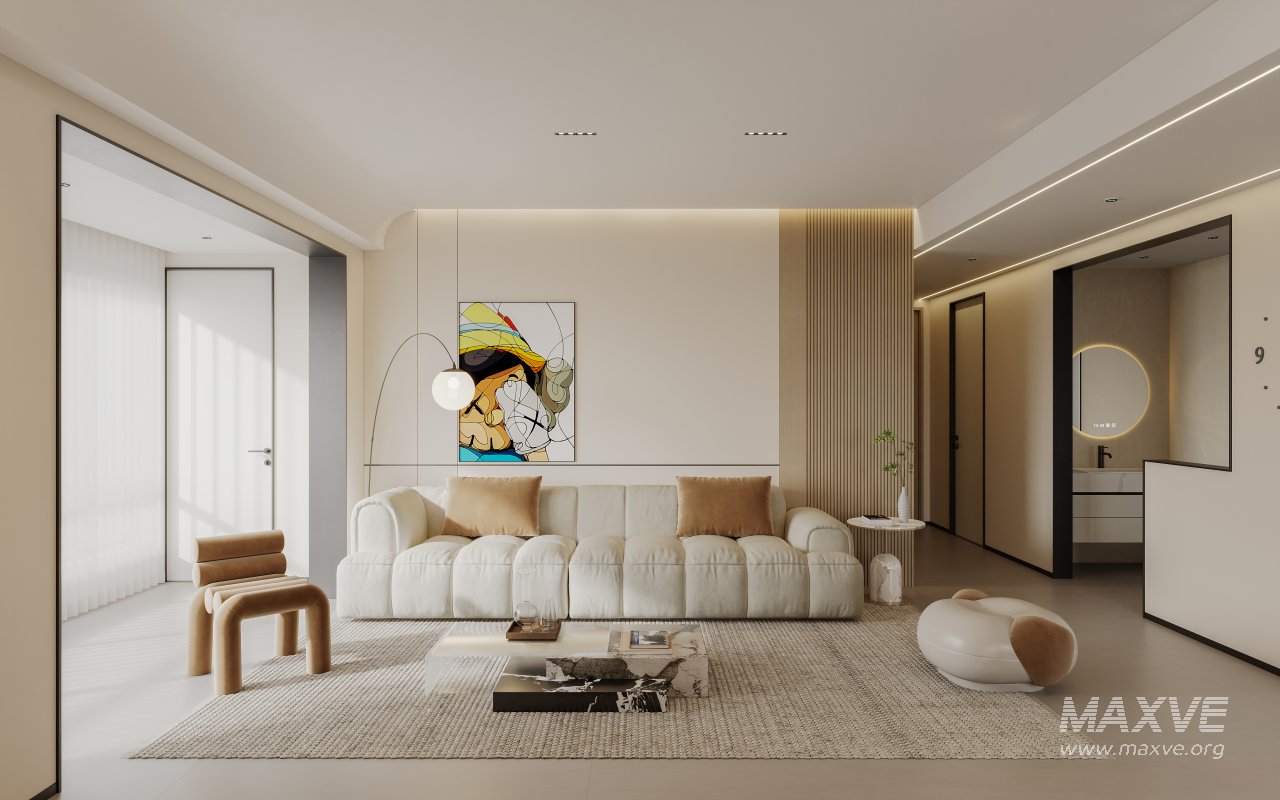 Modern living room and dining room interior scene - Image 3