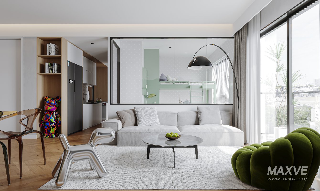 Modern living room and dining room interior scene - Image 5