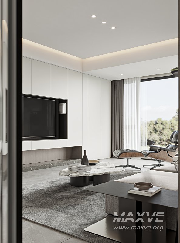 Modern living room and dining room interior scene - Image 3
