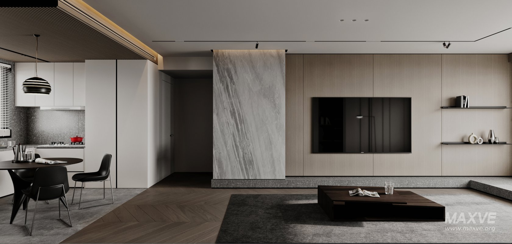 Modern living room and dining room interior scene - Image 6