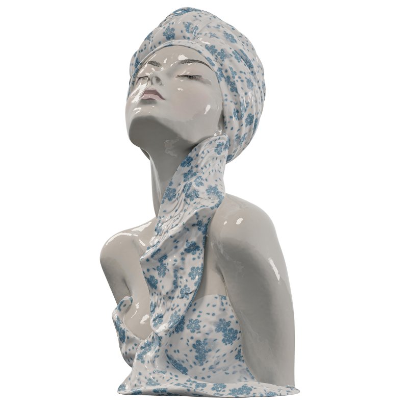 Porcelain Ceramic Floral Bust Sculpture - Image 4