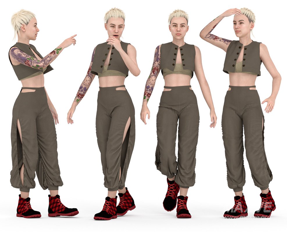 casual woman outfit in 4 poses - Image 1