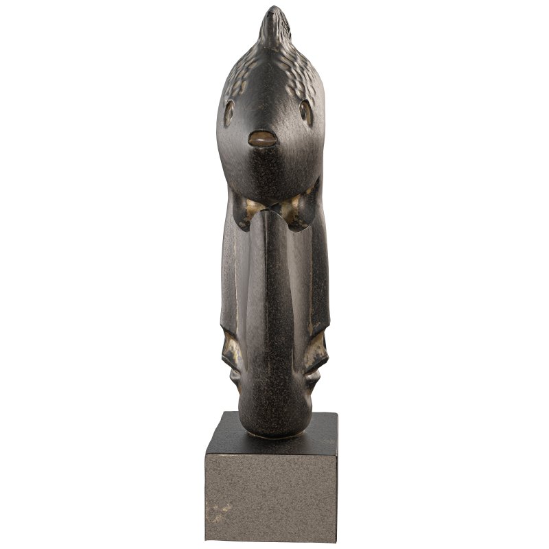 Surreal Fish Crown Face Sculpture - Image 1