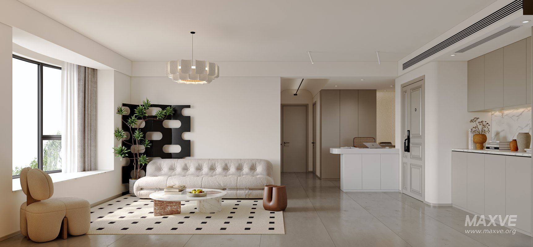 Modern living room and dining room interior scene - Image 2