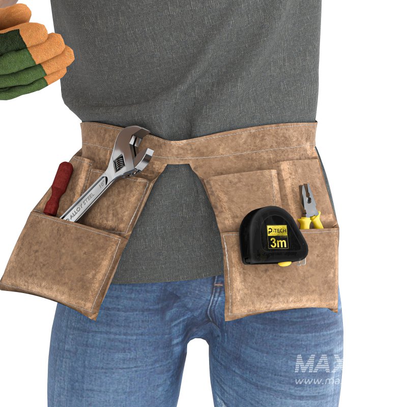 Engineer man with tools 04 poses - Image 4