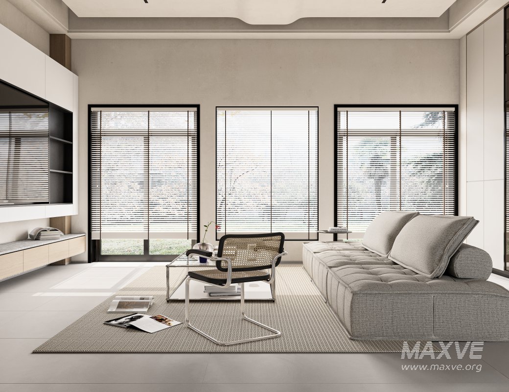 Modern living room and dining room interior scene - Image 1