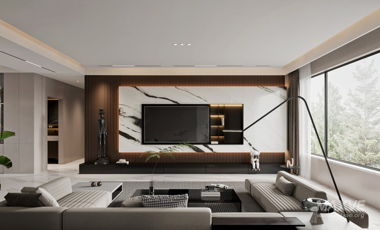 Modern living room and dining room interior scene - Image 3
