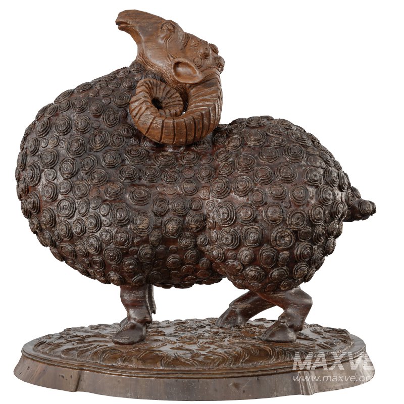 Wooden Sheep Statue - Image 4
