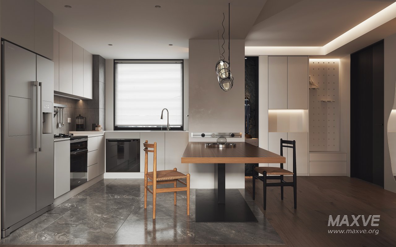 Modern living room and dining room interior scene - Image 1