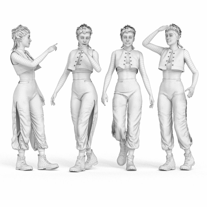 casual woman outfit in 4 poses - Image 4