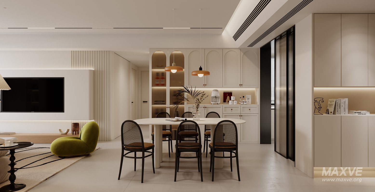 Modern living room and dining room interior scene - Image 6