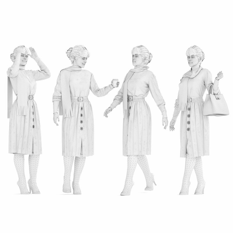 woman winter clothes in 4 poses - Image 1