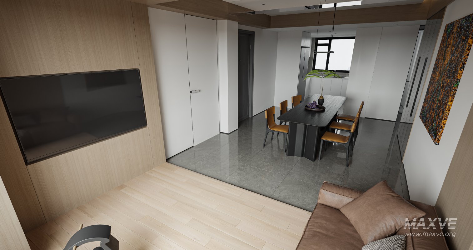 Modern living room and dining room interior scene - Image 5