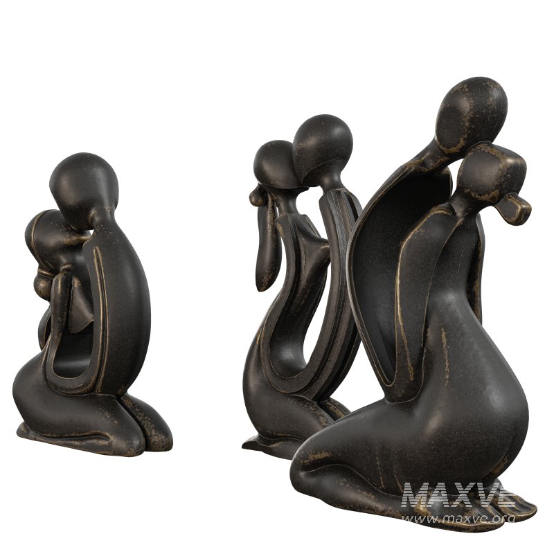 Antique Kissing Set Statue - Image 2