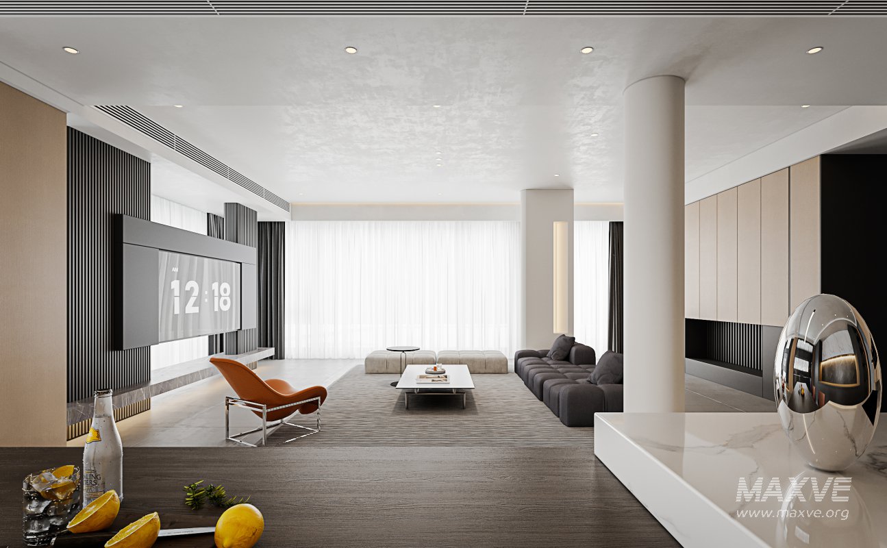 Modern living room and dining room interior scene - Image 3