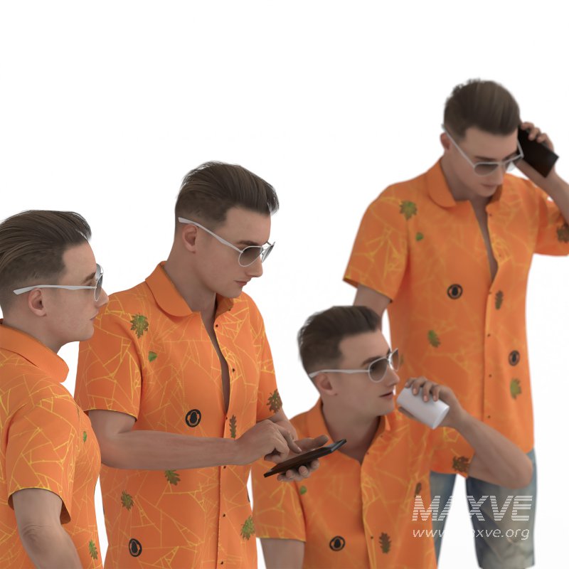 Man with Hawaiian shirt 04 poses - Image 4