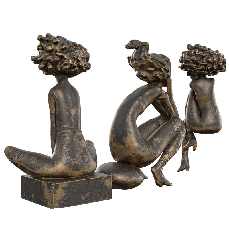 Antique Stylized Girl Collection Statue - Image 2