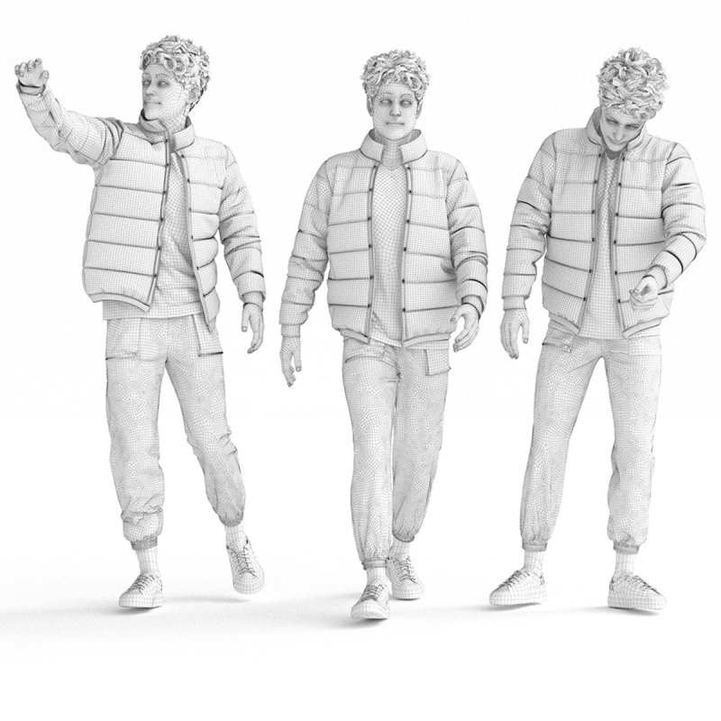 man winter clothing in 3 poses - Image 1