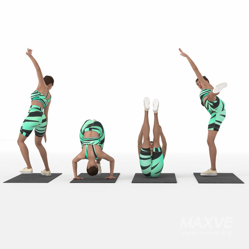 pilates workout outfit in 4 poses - Image 1