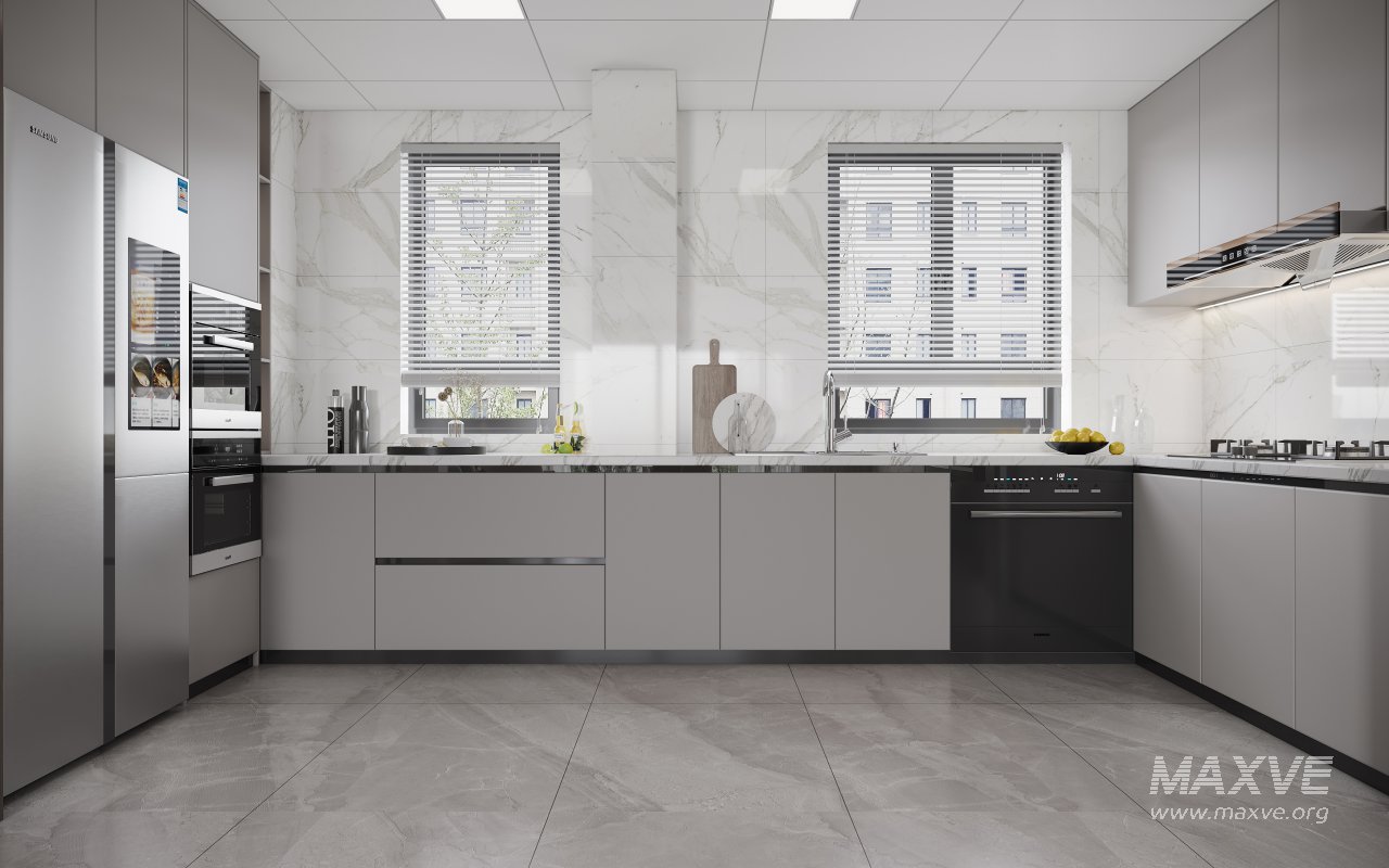 Modern living room and dining room kitchen interior scene - Image 7