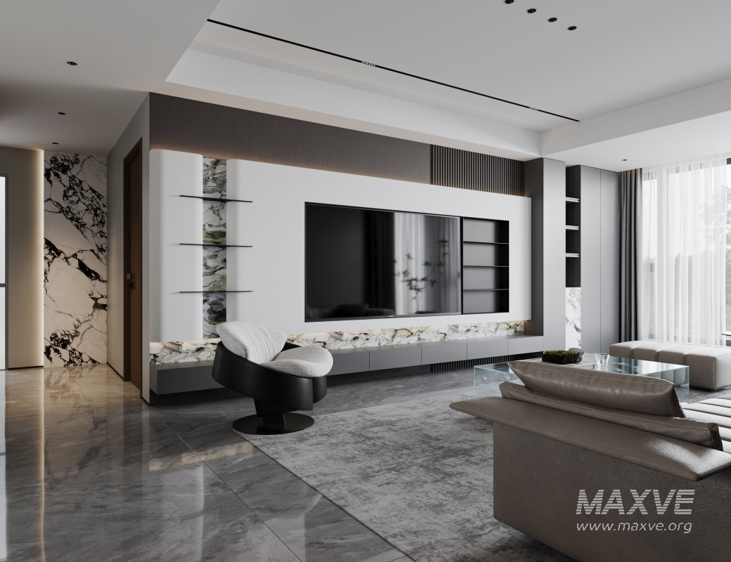 Modern living room and dining room interior scene - Image 7