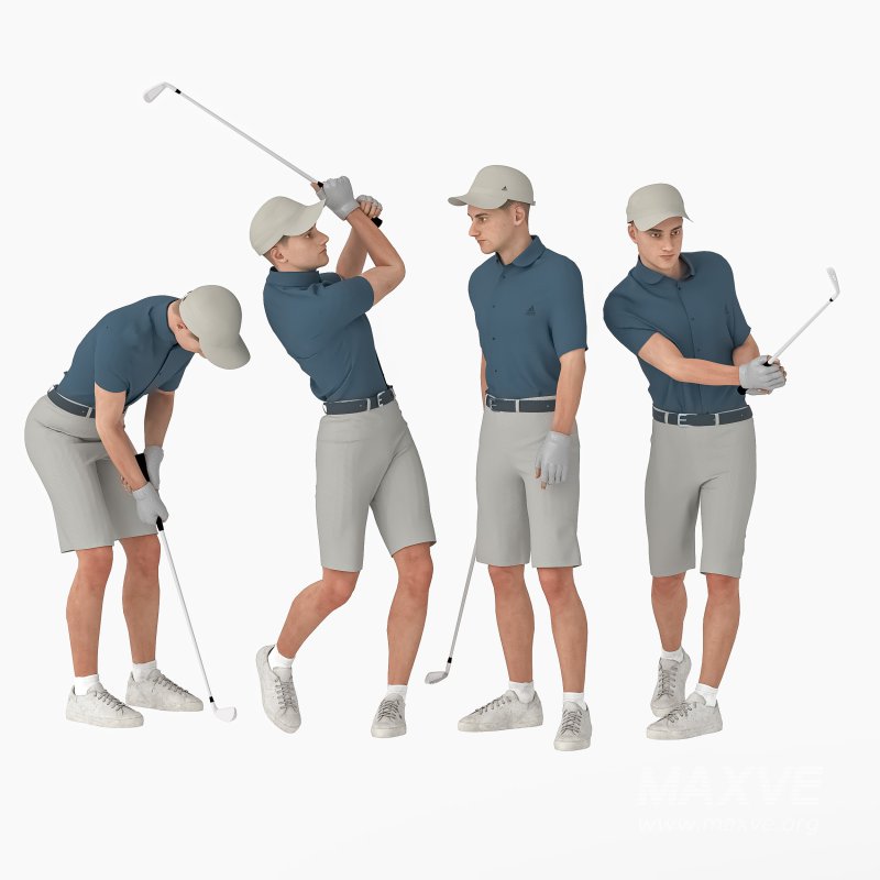 Golf Player Man 04 Poses - Image 5