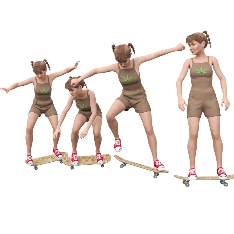 Girl skateboardin 4 poses - Image 3