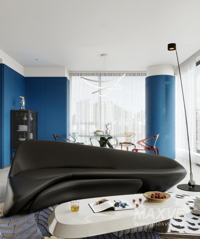 Modern living room and dining room interior scene - Image 6