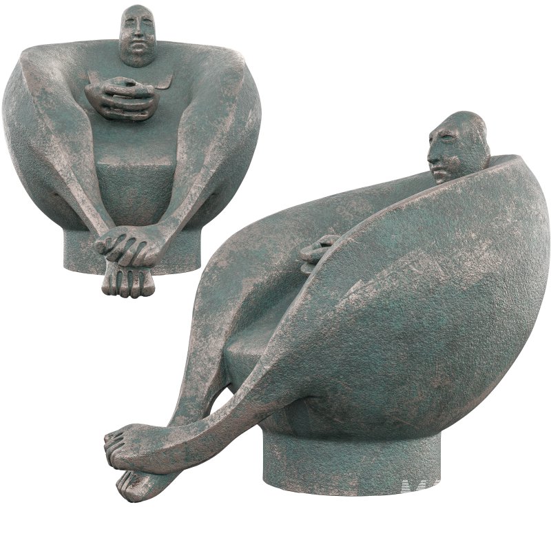 Seated Man Statue - Image 4