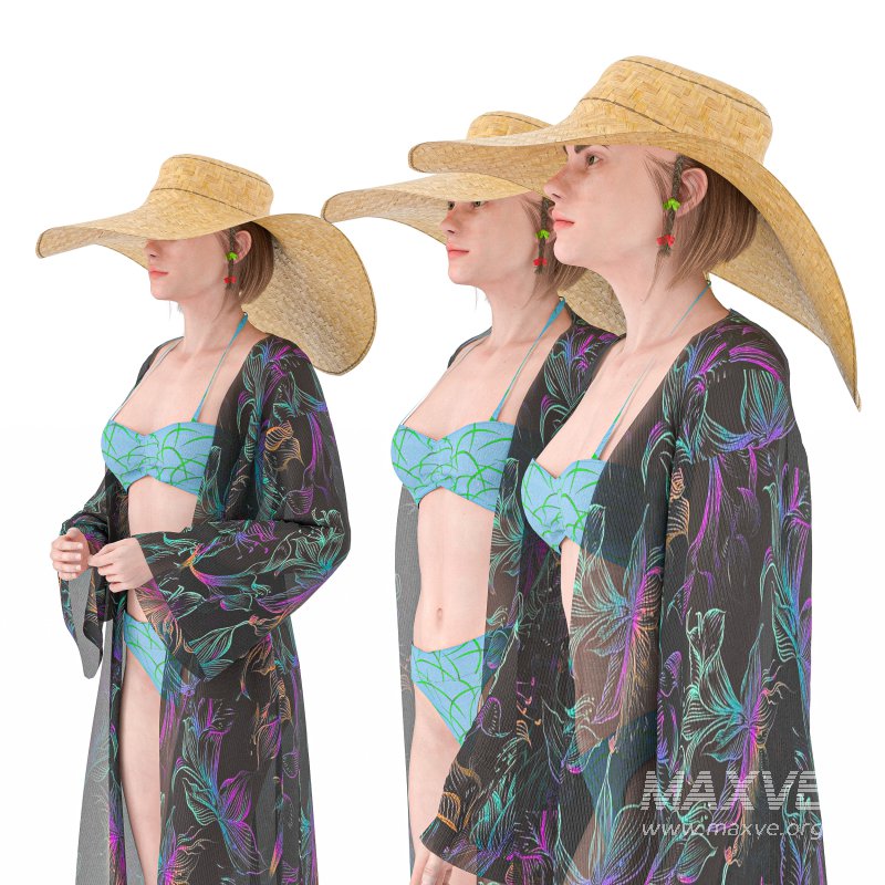 beachwear woman in 3 poses - Image 4