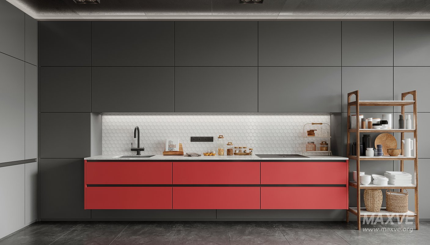 Modern living room and dining room kitchen interior scene - Image 3