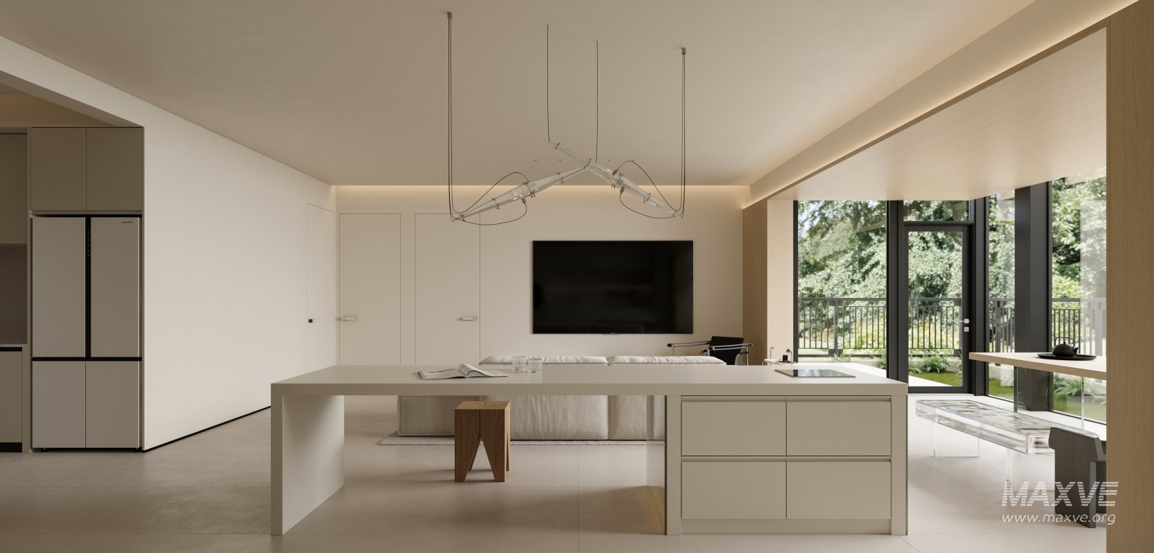 Modern living room and dining room interior scene - Image 4