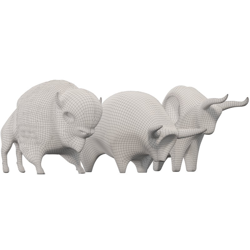 Three Stylized Cow Set Decorative Statue - Image 6