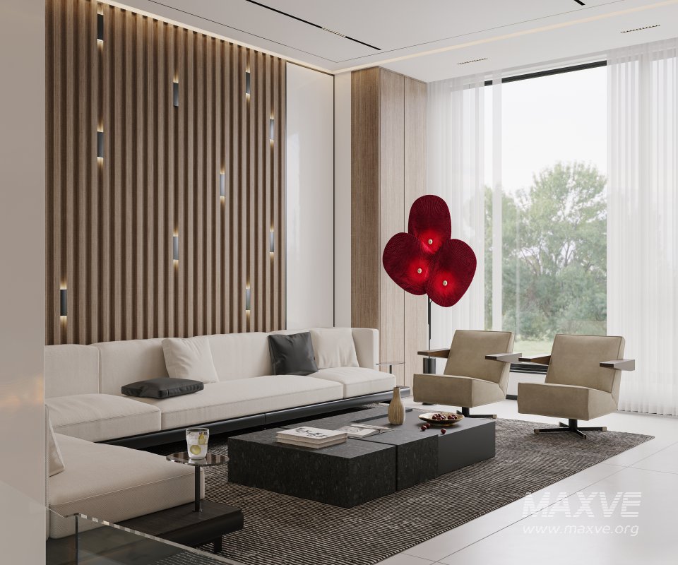 Modern living room and dining room interior scene - Image 4